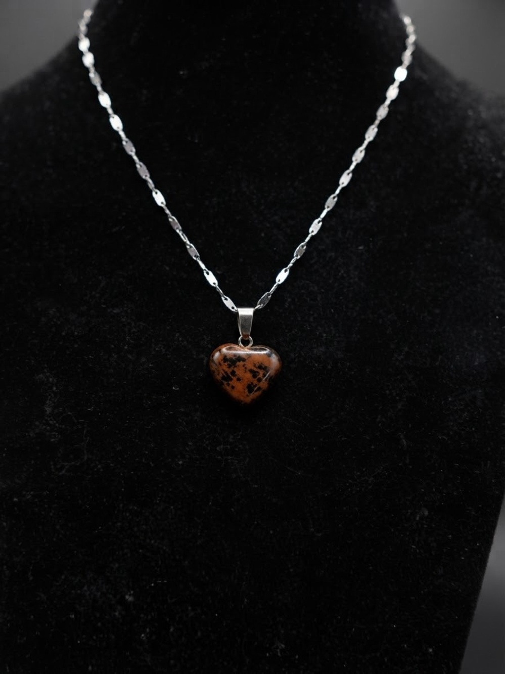 Natural Mahogany Obsidian Heart Necklace